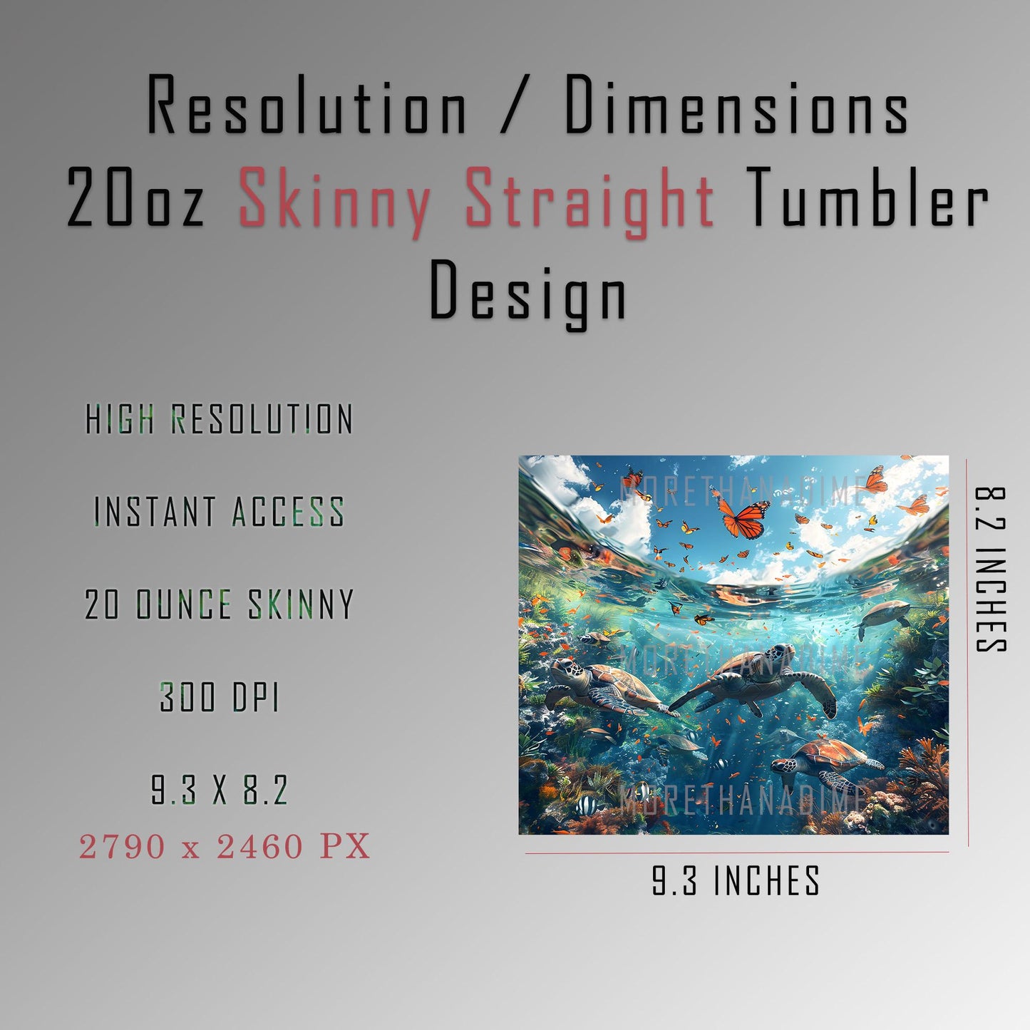 Sea Turtle Tumbler Wrap: Ocean Coral Reef Design (Digital Download)