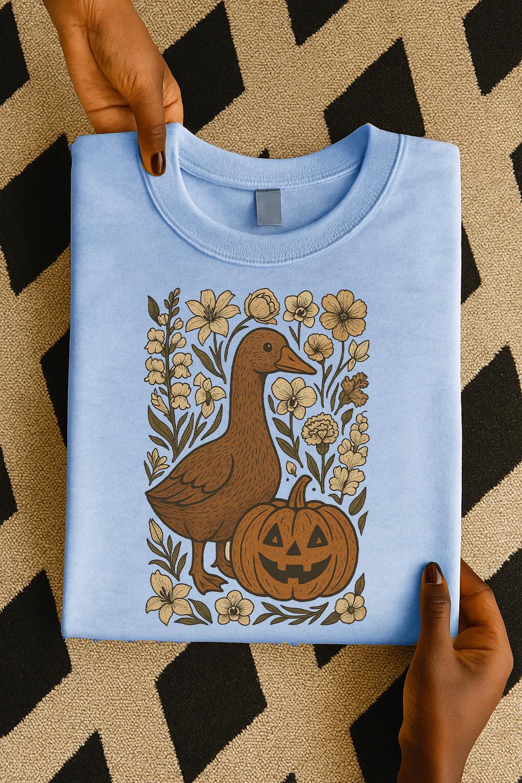 Fall Goose Halloween PNG, Goose Halloween sticker Png file, Floral Pumpkin Design Digital Download,Halloween Design with Goose and Pumpkins