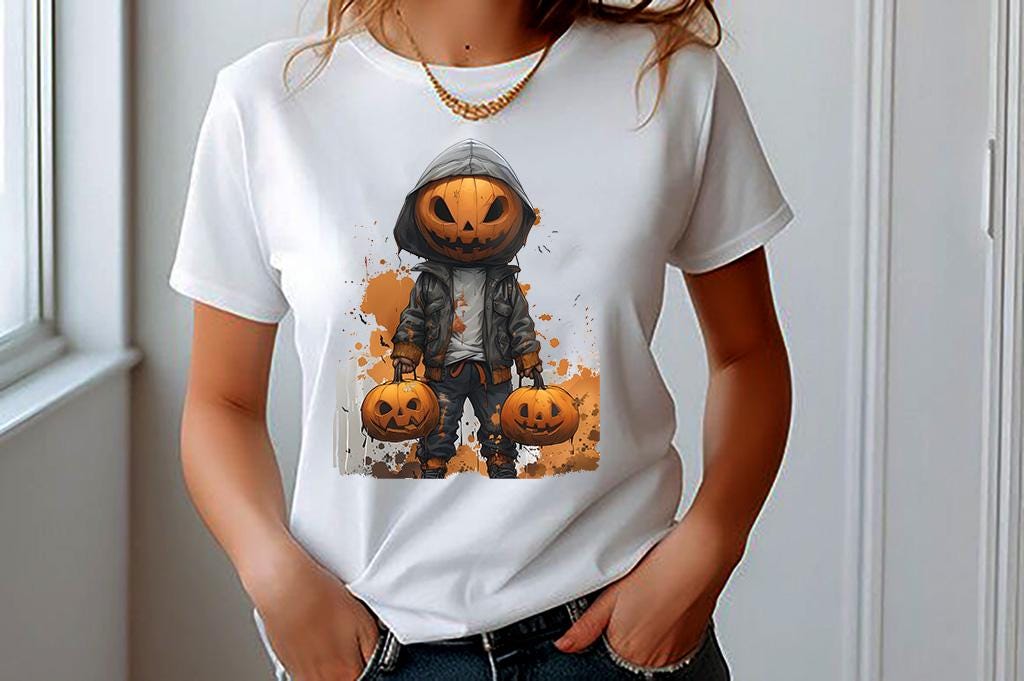 Halloween Clipart of a Jack-o'-Lantern for Sublimation Crafting, Halloween pumpkin head PNG File, Urban jack o lantern digital download,