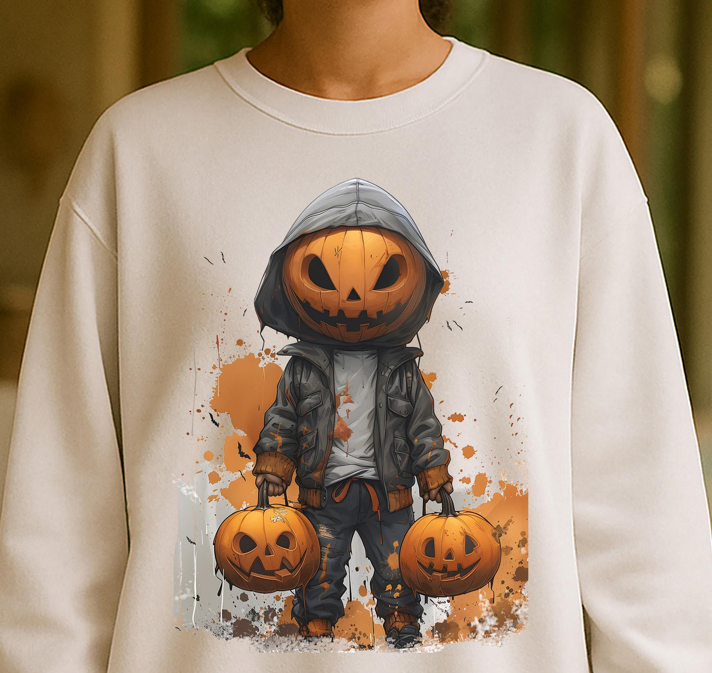 Halloween Clipart of a Jack-o'-Lantern for Sublimation Crafting, Halloween pumpkin head PNG File, Urban jack o lantern digital download,