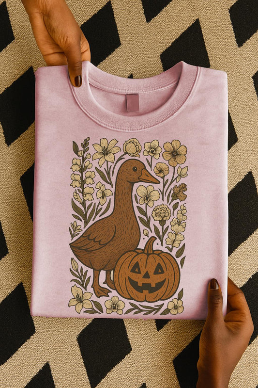 Fall Goose Halloween PNG, Goose Halloween sticker Png file, Floral Pumpkin Design Digital Download,Halloween Design with Goose and Pumpkins