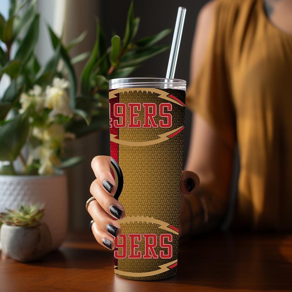 49ers Tumbler Sublimation Design, Niner Football sublimation, 20oz Skinny Tumbler PNG Digital Download, San Francisco Tumbler Wrap Png File