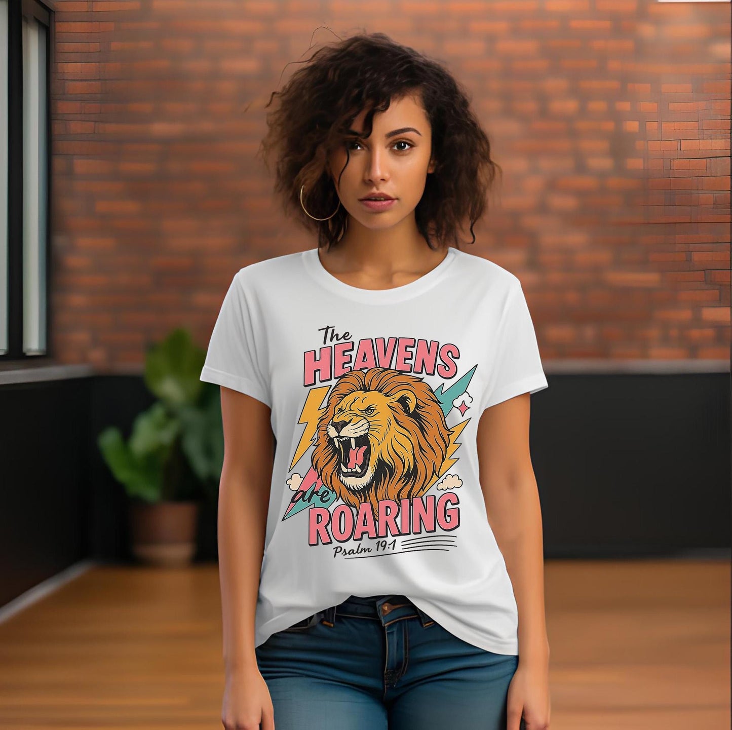 Lion Roar Christian Shirt Design, The Heavens are Roaring png, Psalm 19:1 png, Bible verse png, Faith sayings, Bible quote Design, Bible png