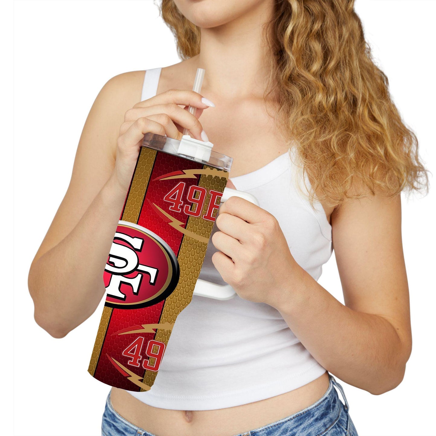 49ers 40oz Tumbler Wrap PNG, San Francisco Football Tumbler Sublimation for Digital Download, 49ers 40oz Tumbler Wrap, Niners Sublimation