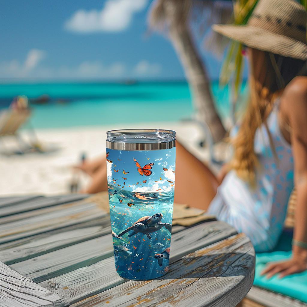 Sea Turtle Tumbler Wrap: Ocean Coral Reef Design (Digital Download)