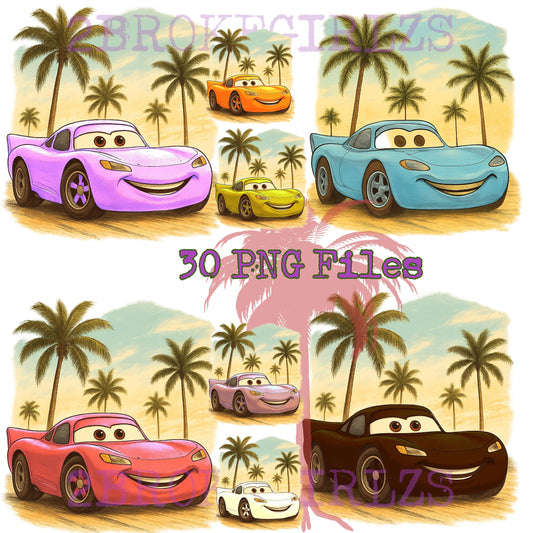 Race Car PNG Bundle, Summer Racing Design PNG, Cartoon Car Clipart, Boy Nursery Clip Art, Racecar clipart, Watercolor Cars, Vintage Cute Car