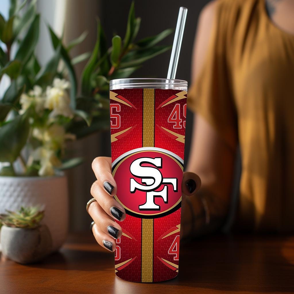 49ers Tumbler Sublimation Design, Niner Football sublimation, 20oz Skinny Tumbler PNG Digital Download, San Francisco Tumbler Wrap Png File