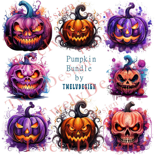 8 Pumpkin png bundle, Halloween Pumpkin clip art bundle, Pumpkin png download, Spooky Season pumpkin Sublimation SVG PNG Bundle, svg pumpkin