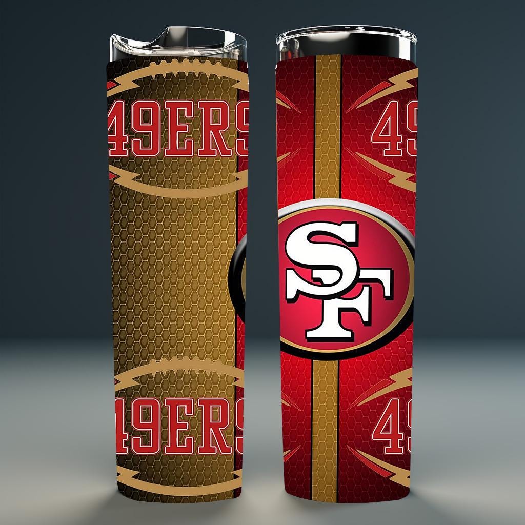 49ers Tumbler Sublimation Design, Niner Football sublimation, 20oz Skinny Tumbler PNG Digital Download, San Francisco Tumbler Wrap Png File