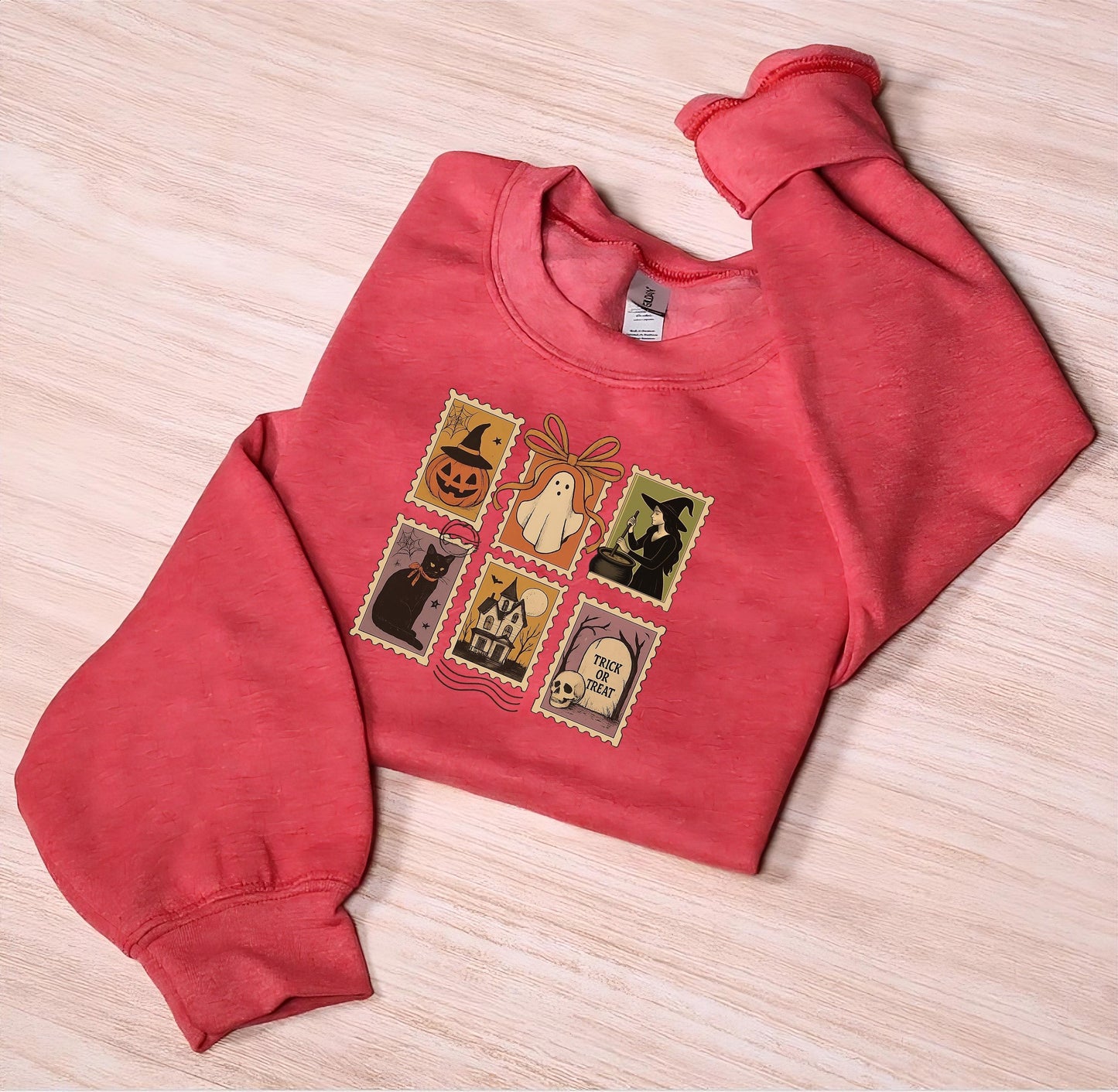 Halloween clip art with Ghost, Witch and Graveyards png file, Halloween Postage Stamp Design,