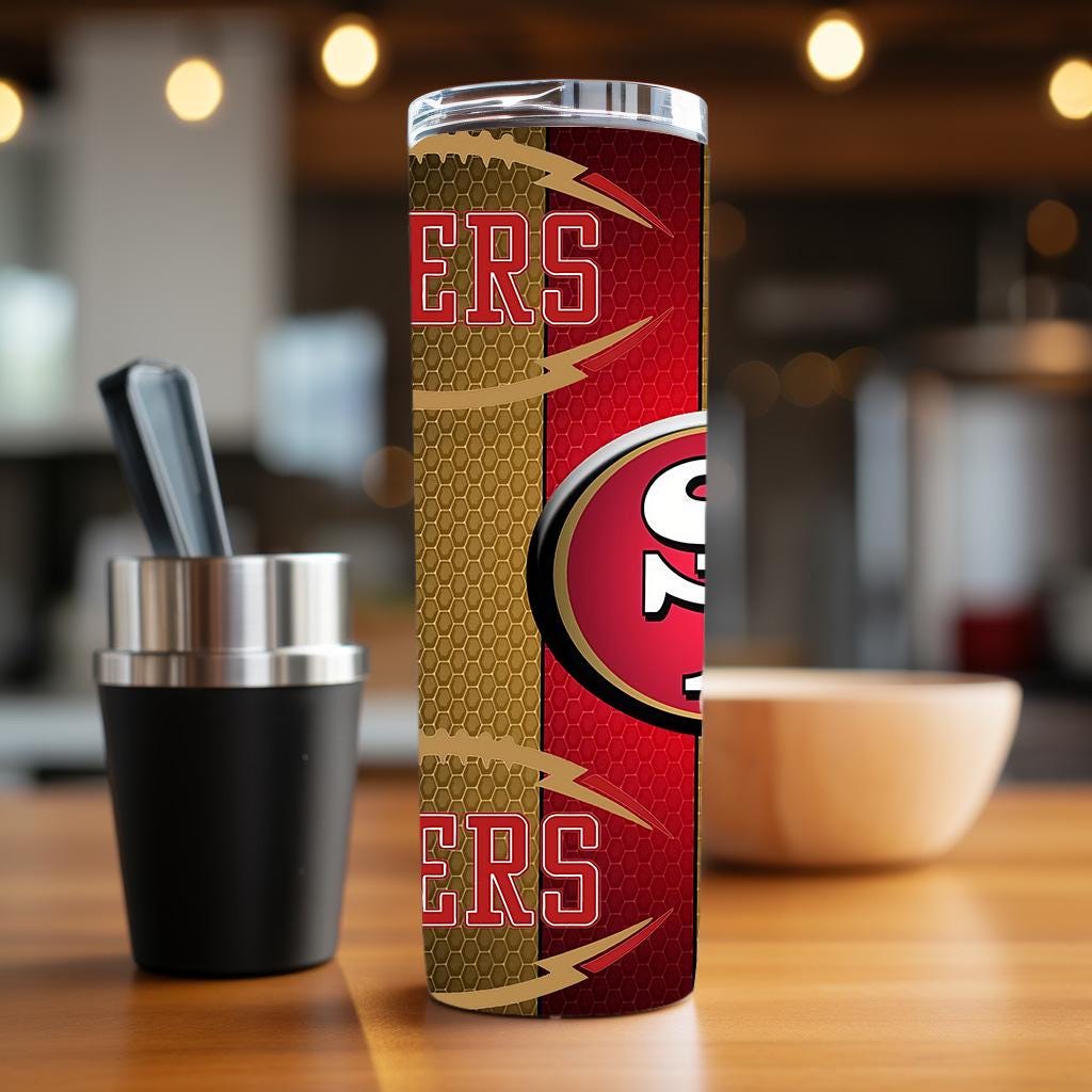 49ers Tumbler Sublimation Design, Niner Football sublimation, 20oz Skinny Tumbler PNG Digital Download, San Francisco Tumbler Wrap Png File